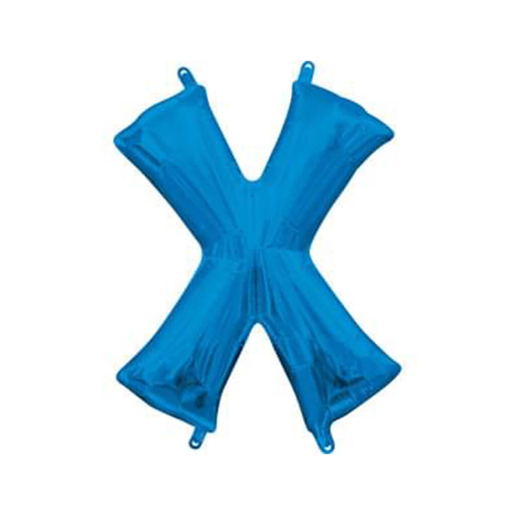 Mini Blue Foil Balloon Letter X, 16in