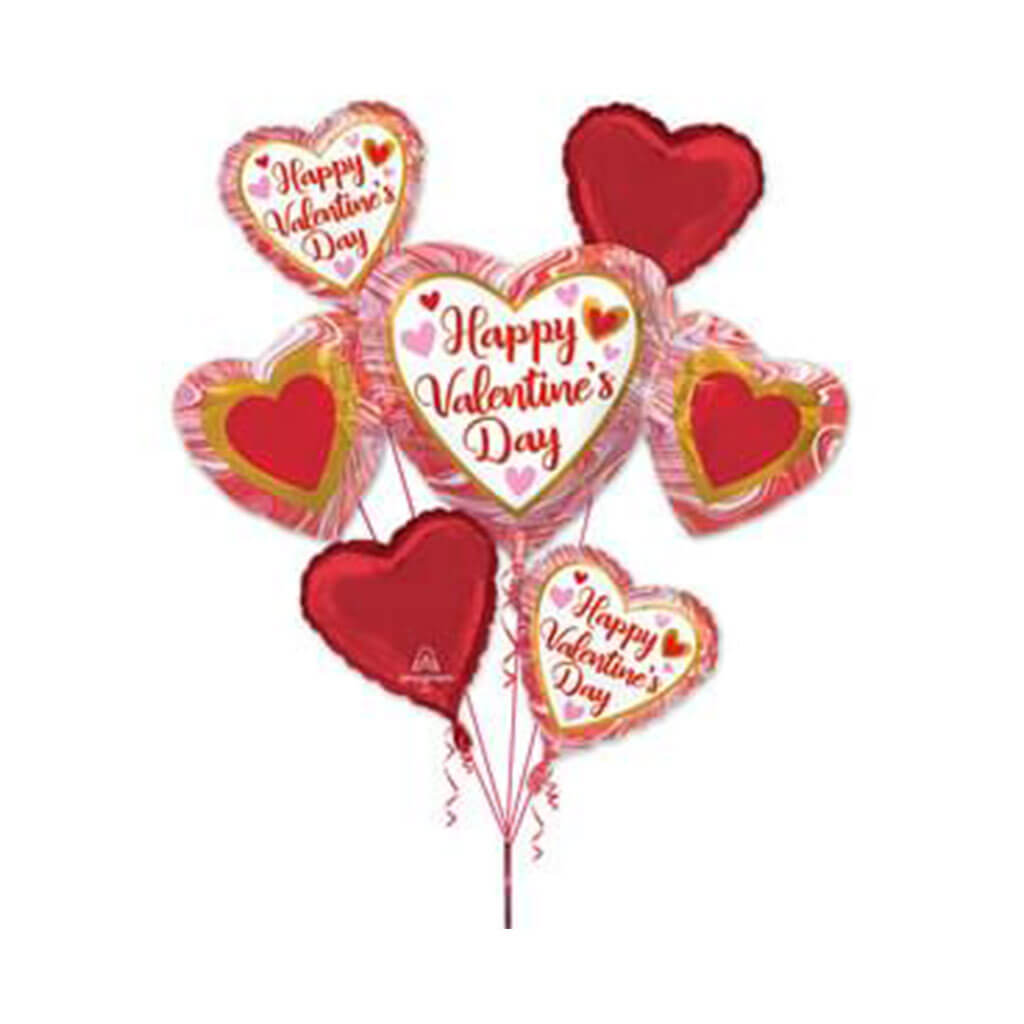 Marble Heart Trio Happy Valentine&#39;s Day Bouquet of Balloons