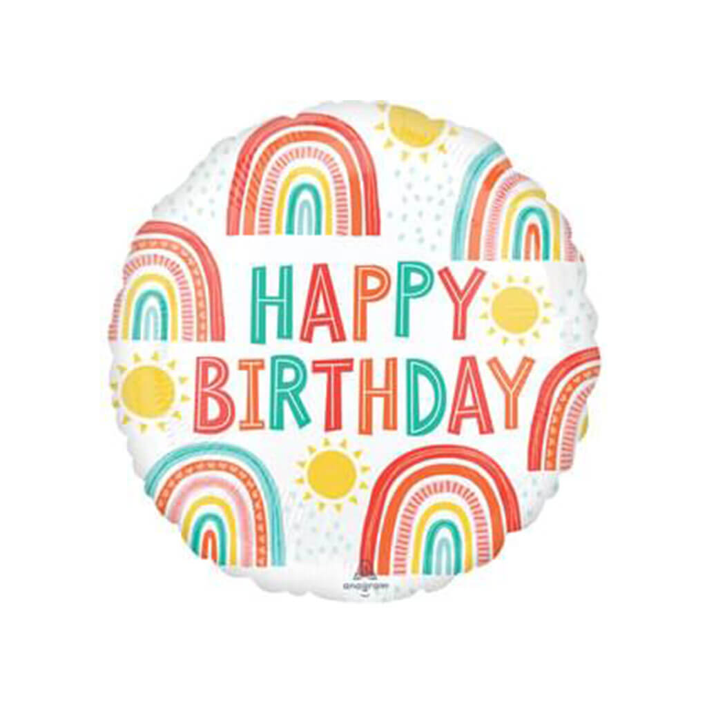 Happy Birthday Retro Rainbow Foil Balloon, 18in