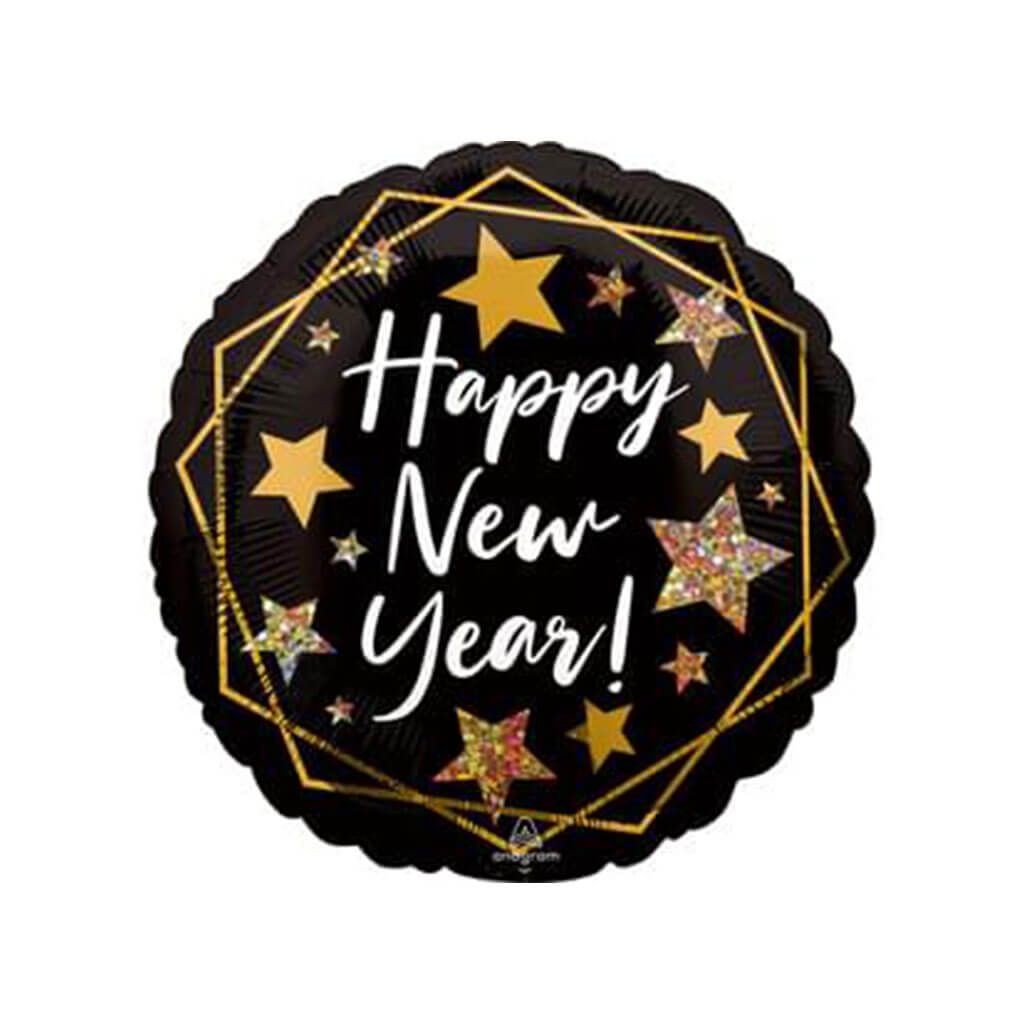 Happy New Year Gold Sparkle Foil Balloon, 18in