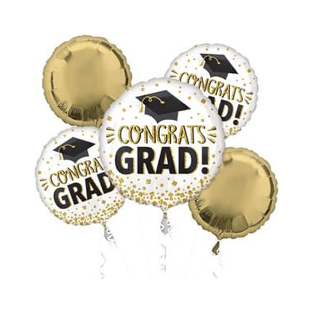 Congrats Grad Gold Glitter Bouquet Of Balloons