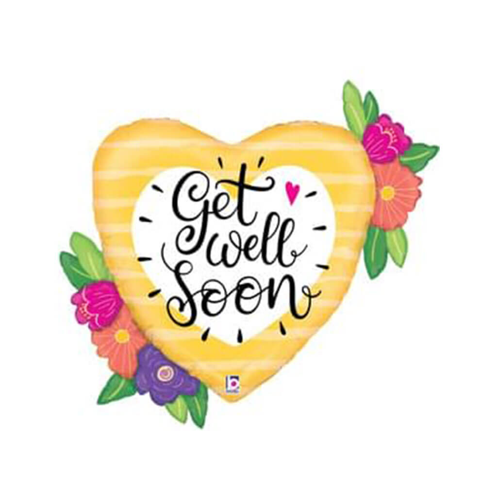 Get Well Soon Flowers Shape Foil Balloon, 35in