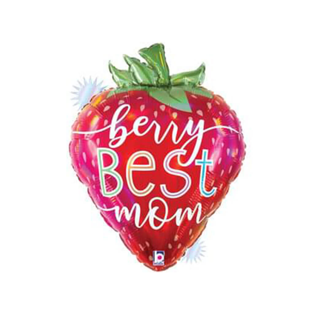 Best Mom Strawberry Opal Shape Foil Balloon, 26in