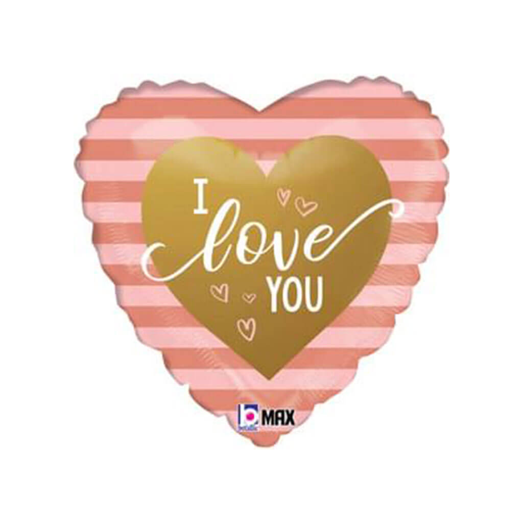 Rose Gold Stripes I Love You Foil Balloon, 18in