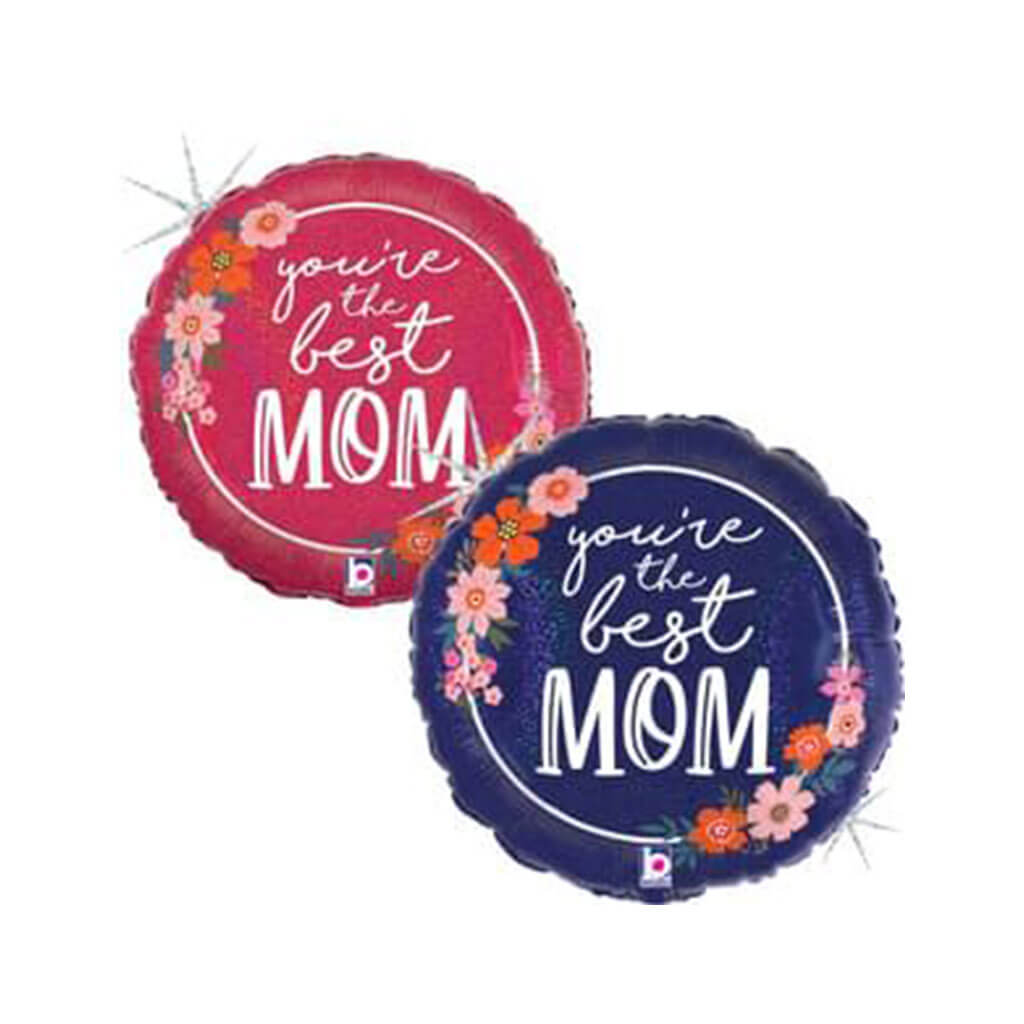 Floral Best Mom Foil Balloon, 18in