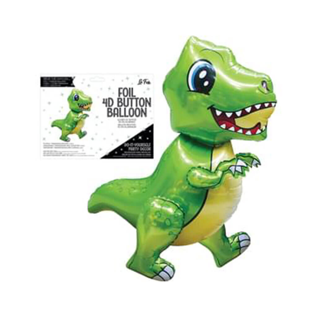 Playful T-Rex Dinosaur Green 4D Button Air Inflate