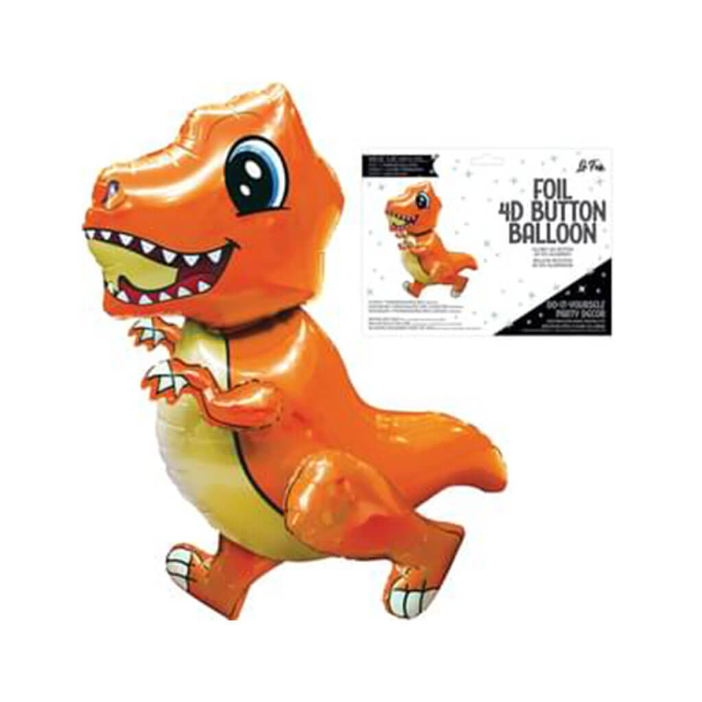 Playful T-Rex Dinosaur Orange 4D Button Air Inflate