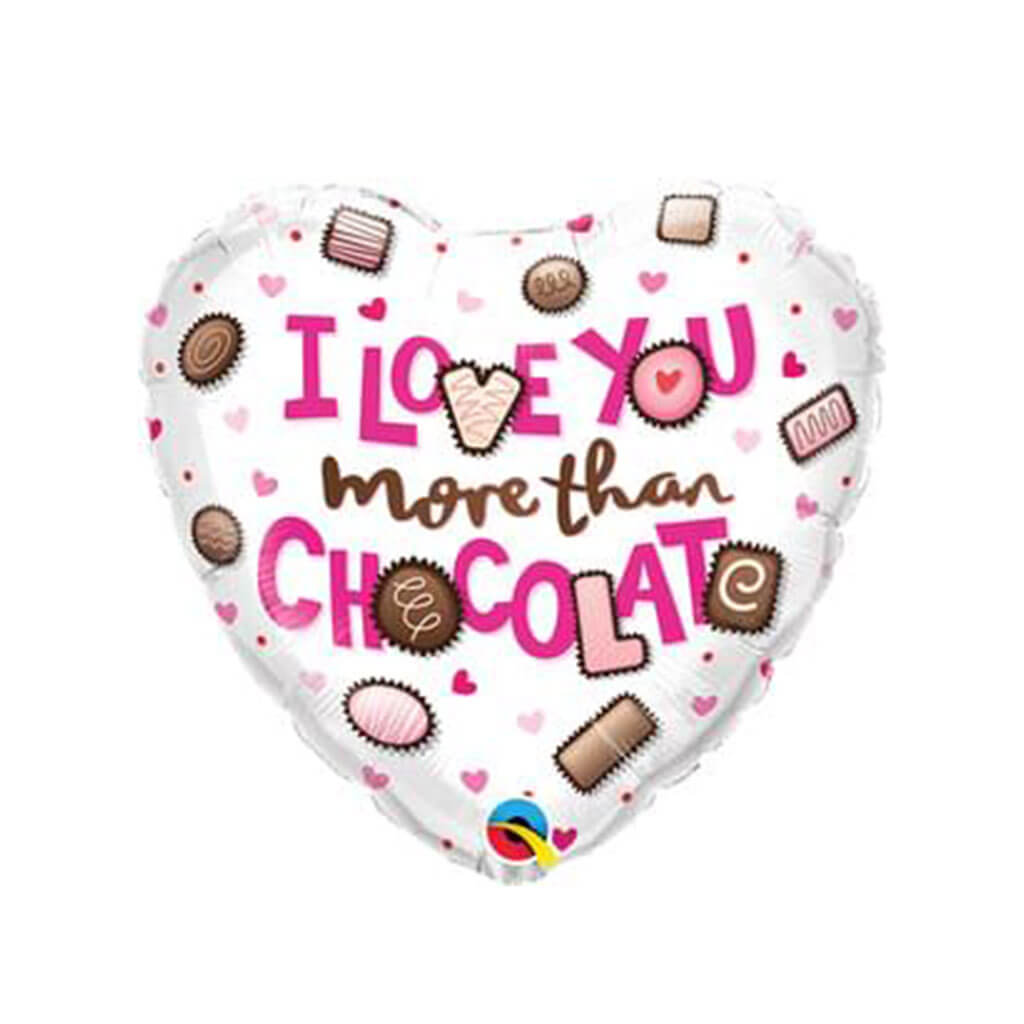 I Love You More Than Chocolate Heart Shape Foil Balloon, 18in