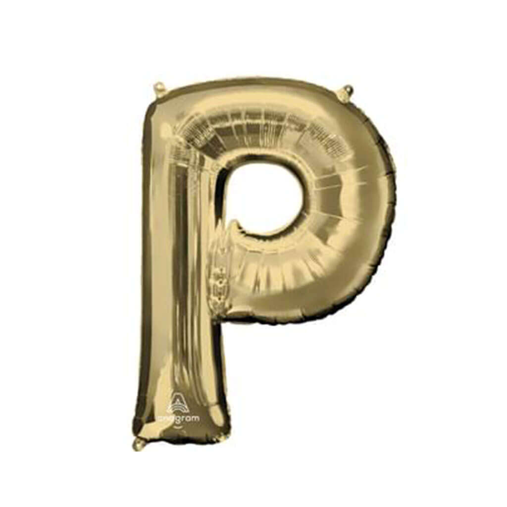 White Gold Foil Balloon Letter P, 34in