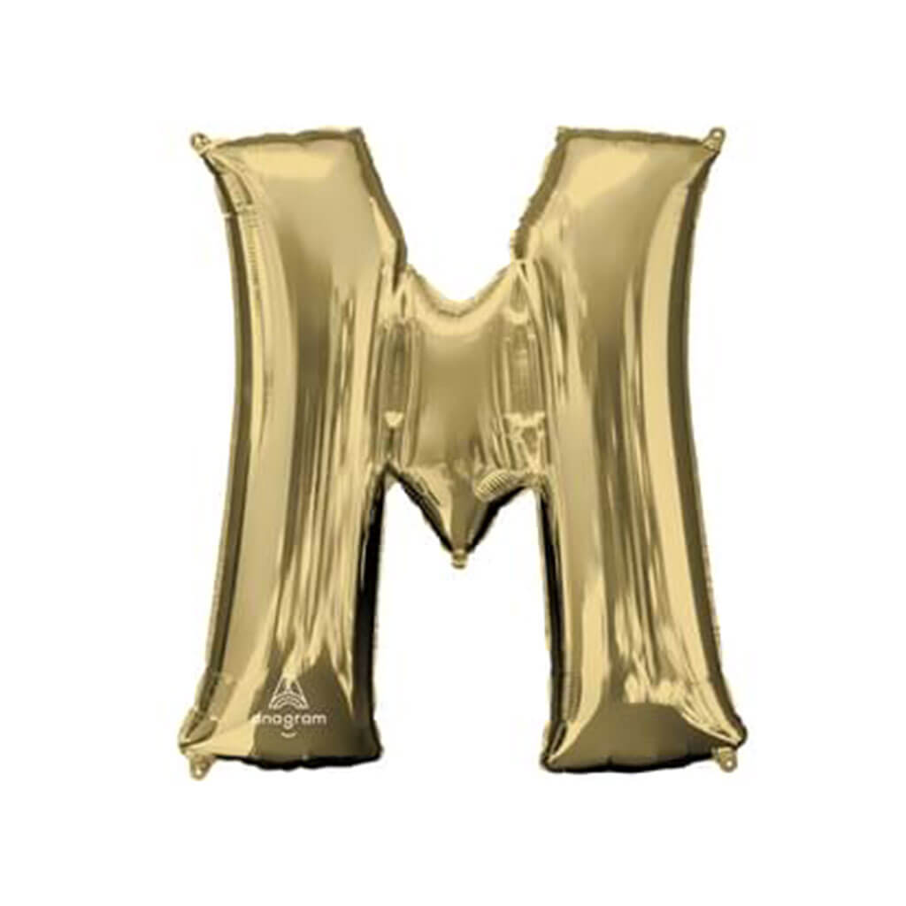 White Gold Foil Balloon Letter M, 34in