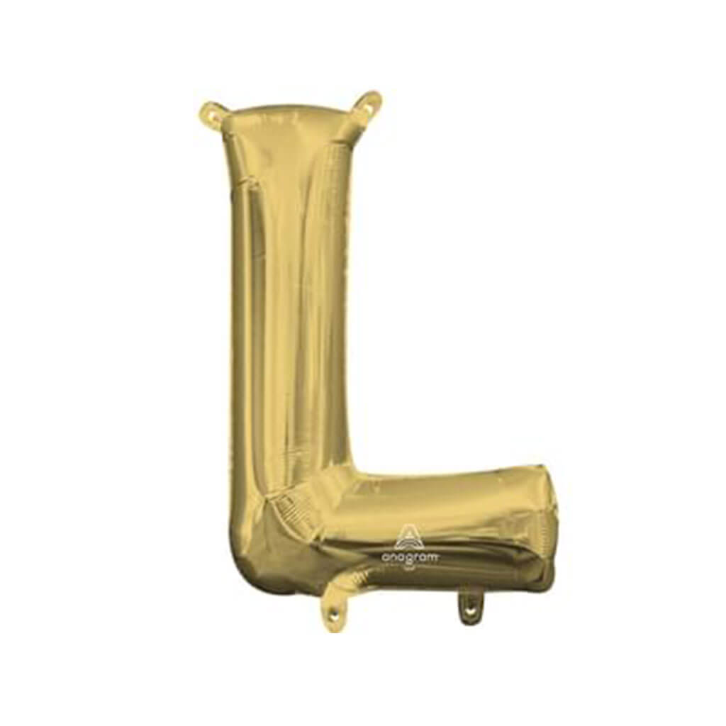 Mini White Gold Foil Balloon Letter L, 16in