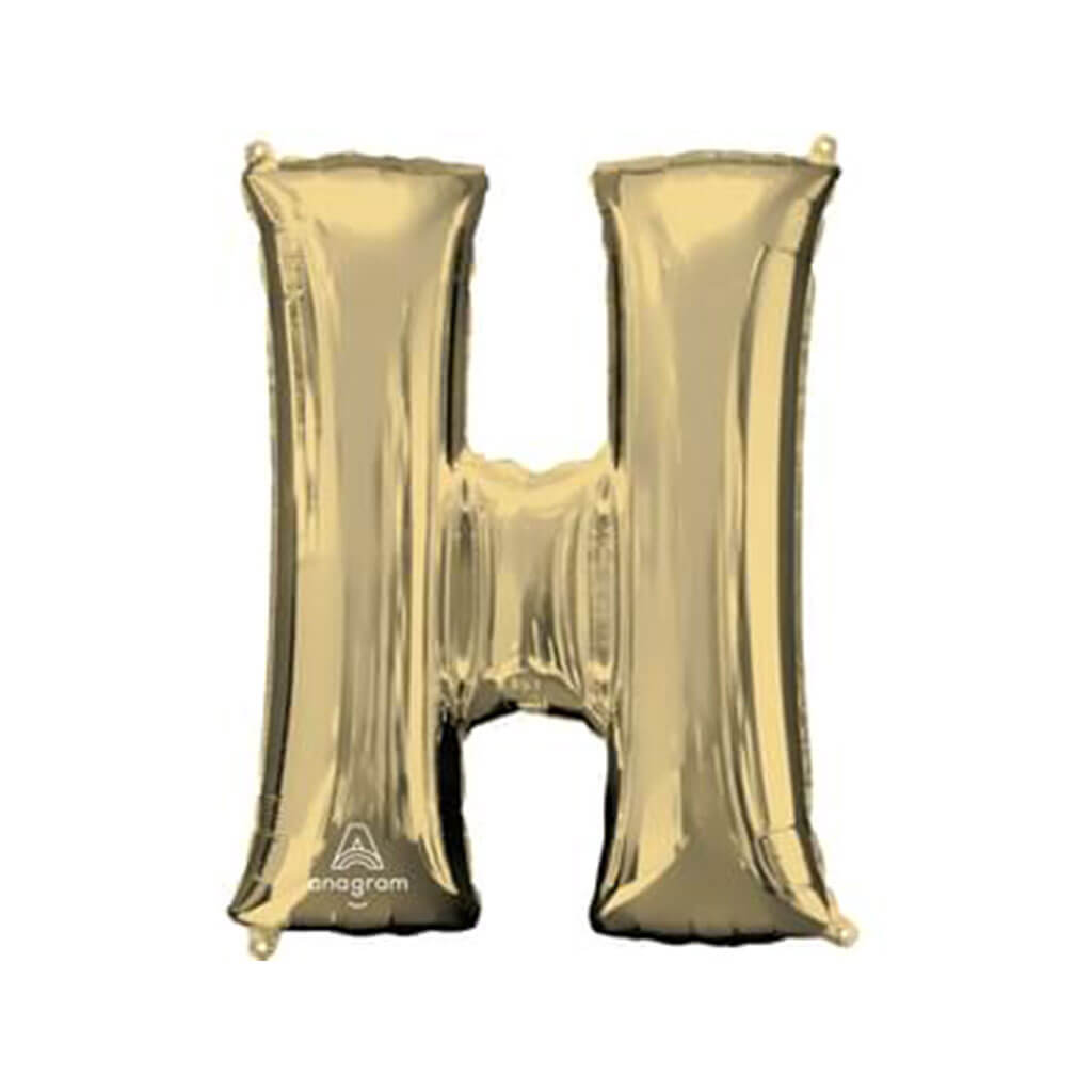 White Gold Foil Balloon Letter H, 34in