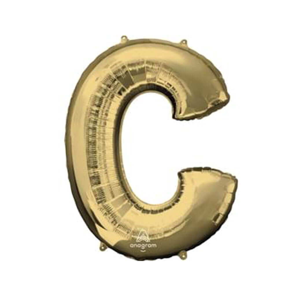 White Gold Foil Balloon Letter C, 34in