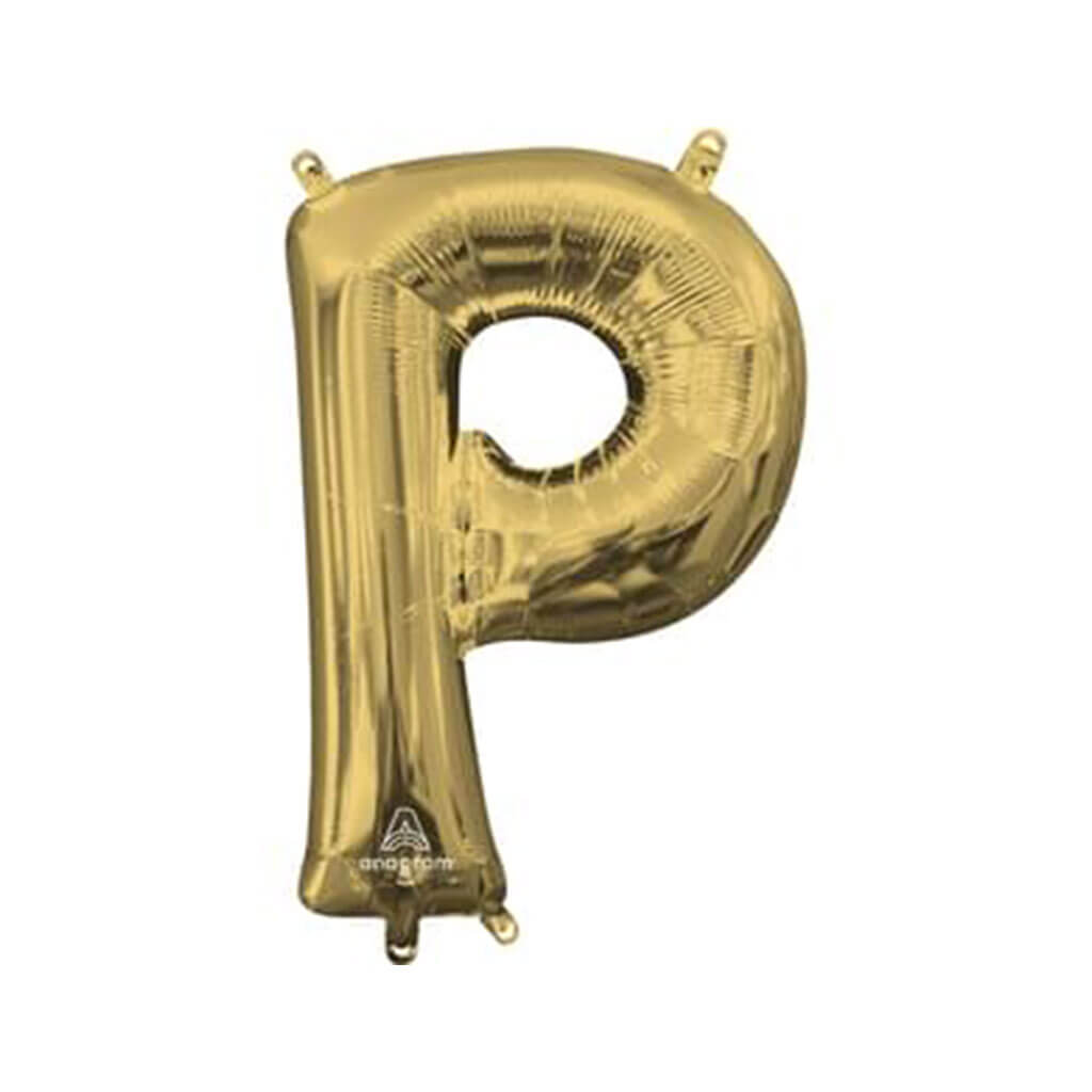 Mini White Gold Foil Balloon Letter P, 16in