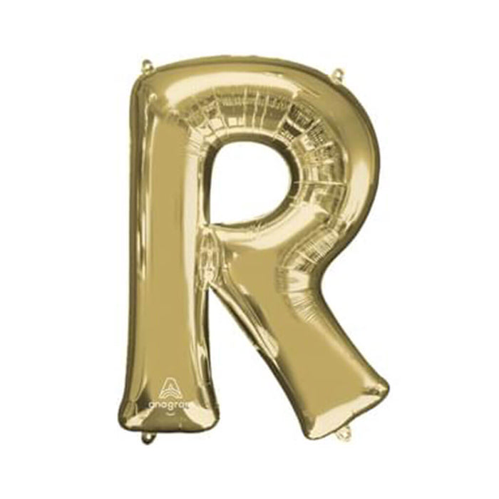 White Gold Foil Balloon Letter R, 34in
