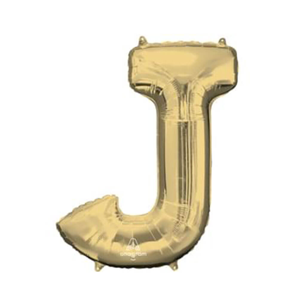 White Gold Foil Balloon Letter J, 34in