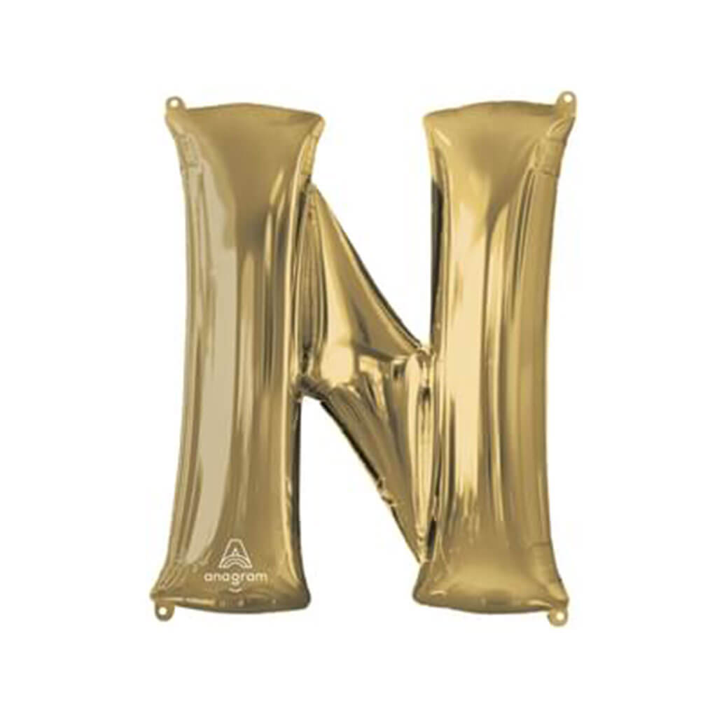 White Gold Foil Balloon Letter N, 34in