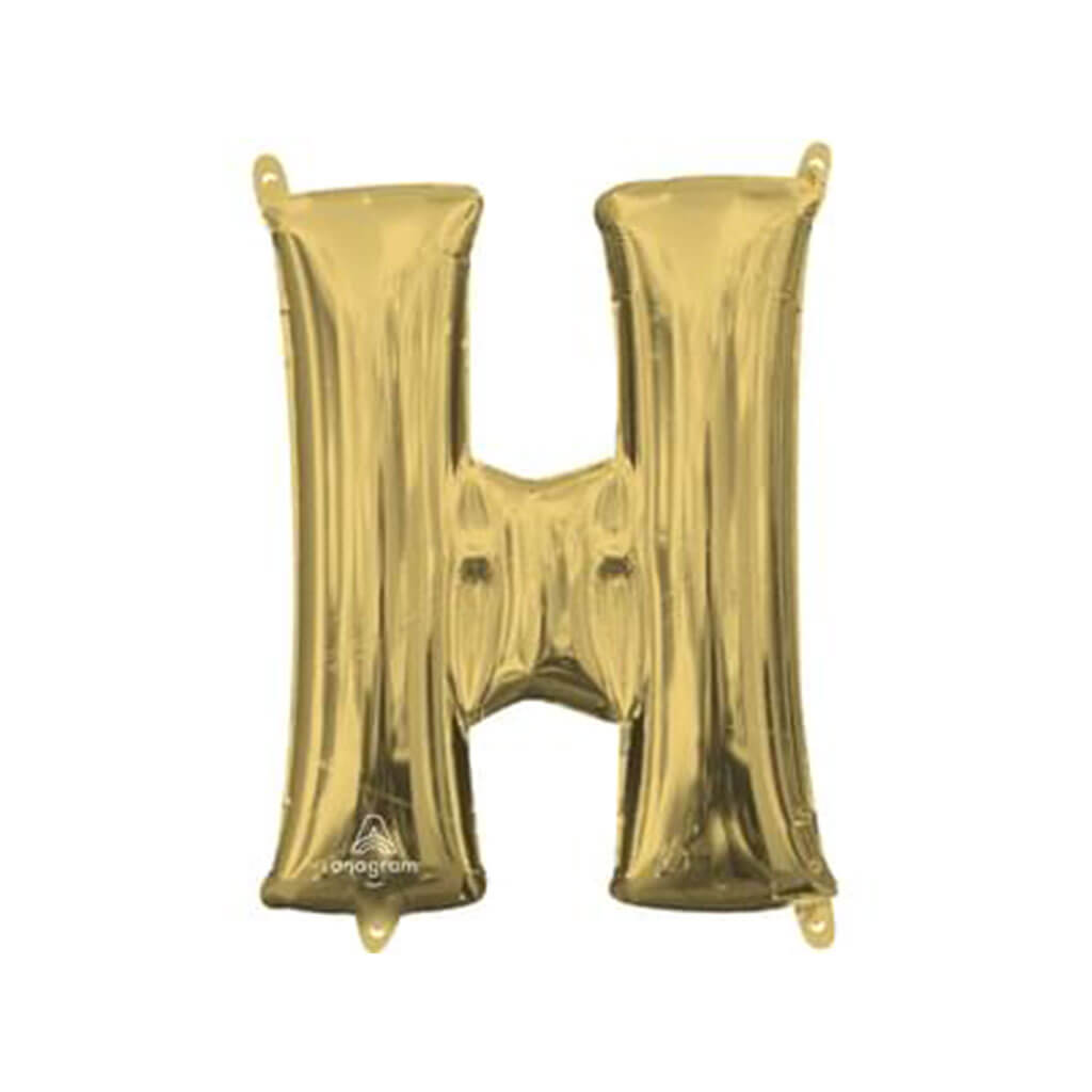 Mini White Gold Foil Balloon Letter H, 16in