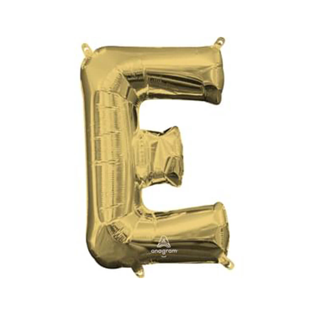 Mini White Gold Foil Balloon Letter E, 16in