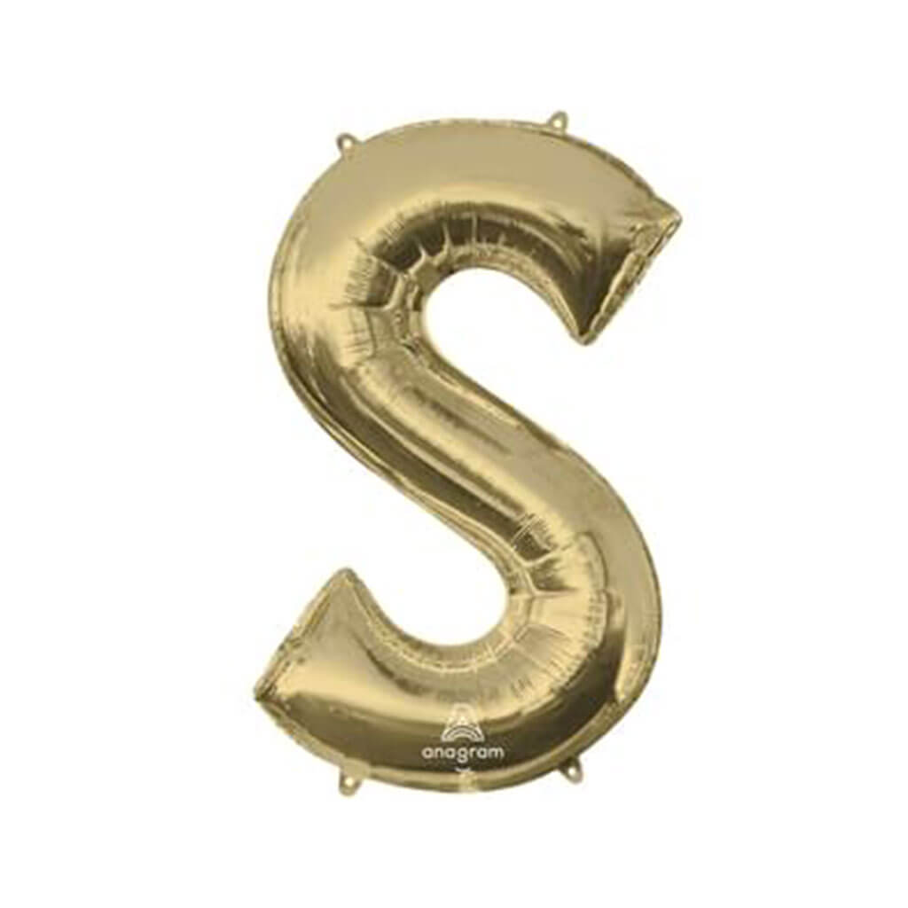 White Gold Foil Balloon Letter S, 34in