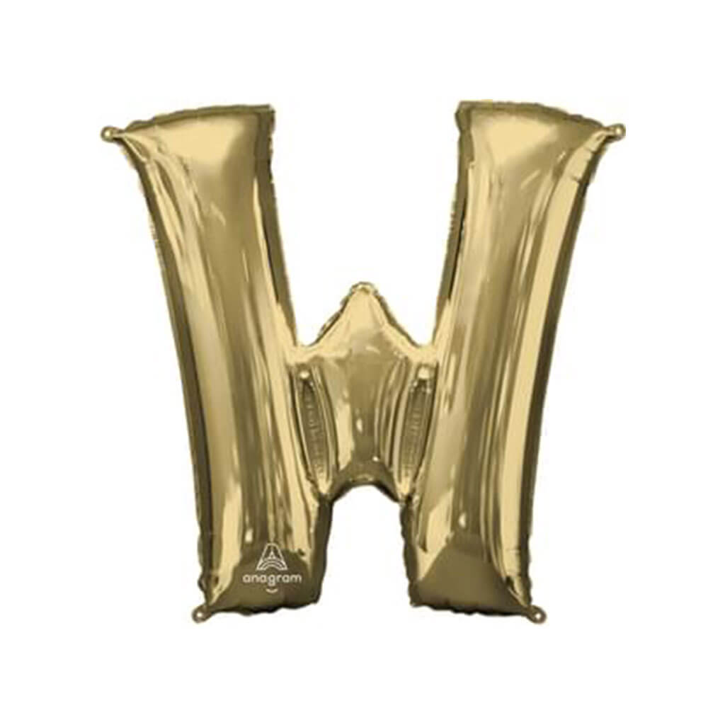 White Gold Foil Balloon Letter W, 34in