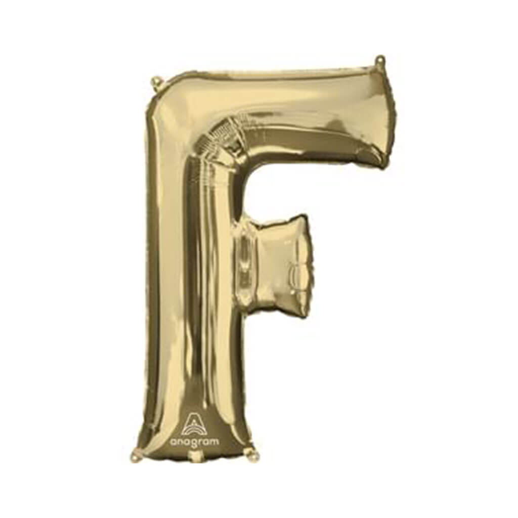 White Gold Foil Balloon Letter F, 34in