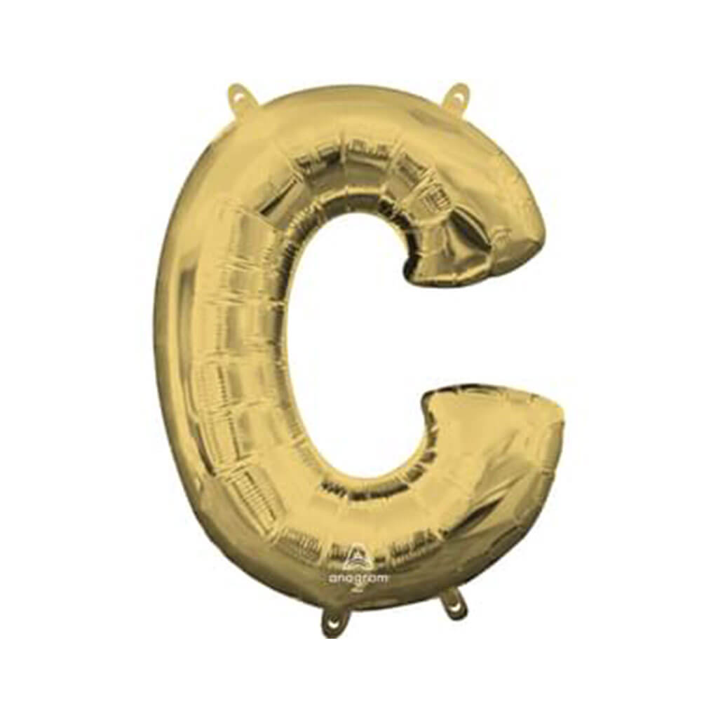 Mini White Gold Foil Balloon Letter C, 16in