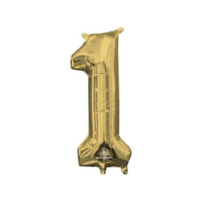 Mini White Gold Foil Balloon Number 1, 16in