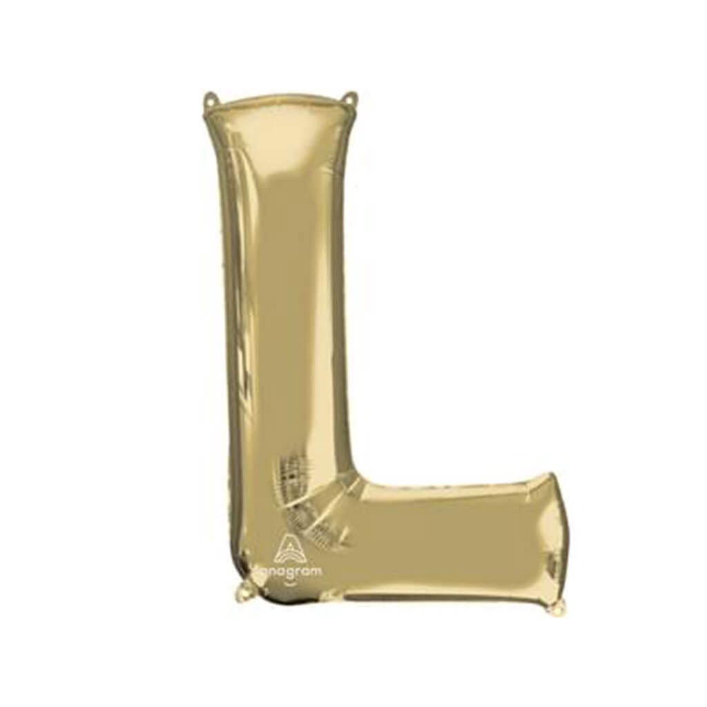 White Gold Foil Balloon Letter L, 34in