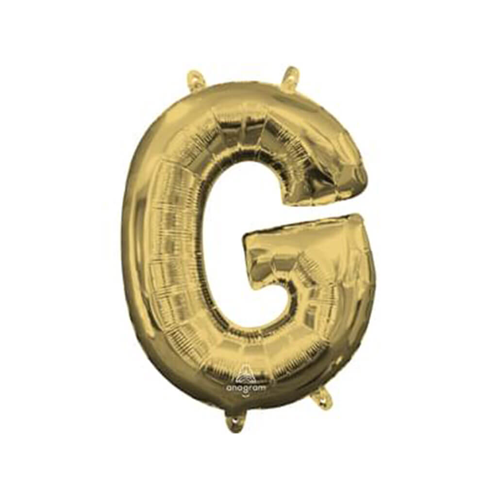 Mini White Gold Foil Balloon Letter G, 16in