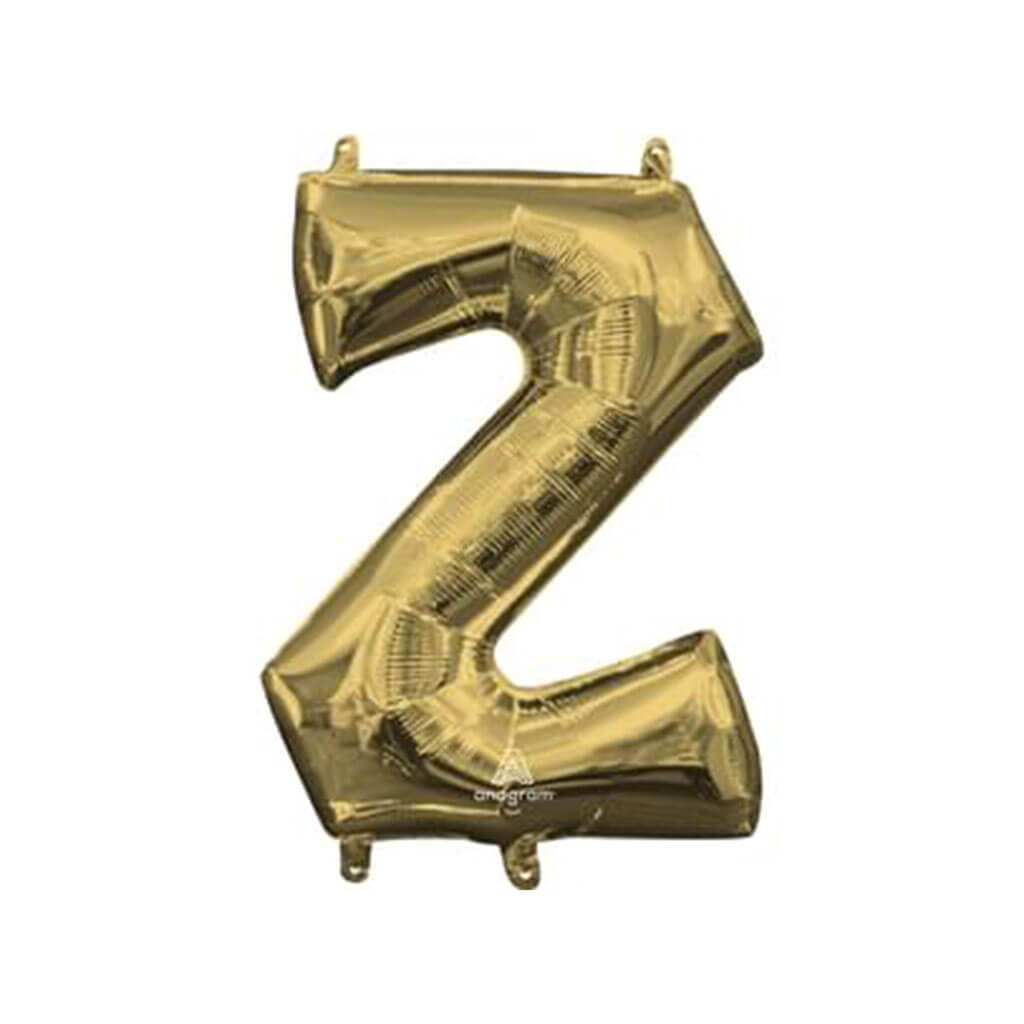 Mini White Gold Foil Balloon Letter Z, 16in