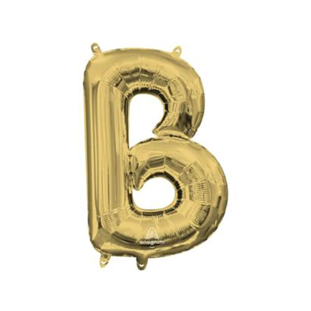 Mini White Gold Foil Balloon Letter B, 16in