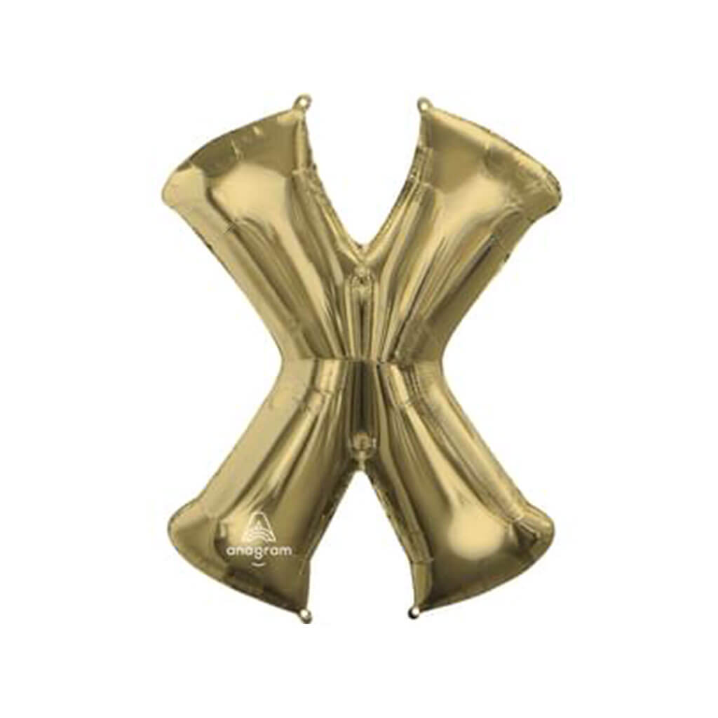 White Gold Foil Balloon Letter X, 34in