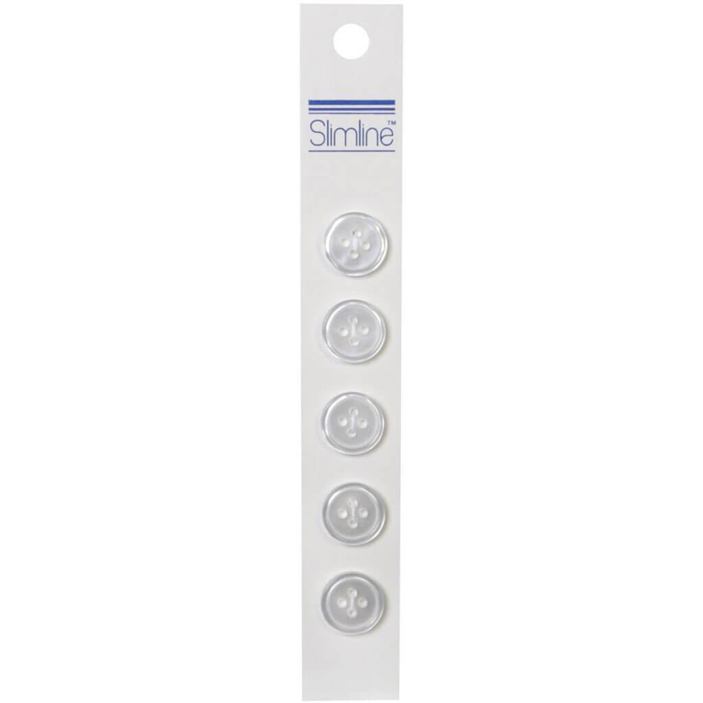 Slimline Buttons - Pearl 4-Hole, 9/16in 5/Pkg