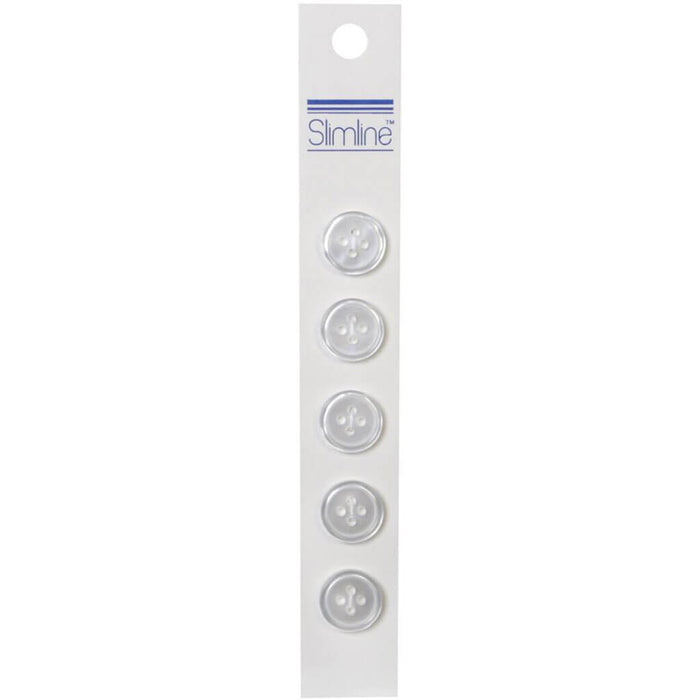Slimline Buttons - Pearl 4-Hole, 9/16in 5/Pkg