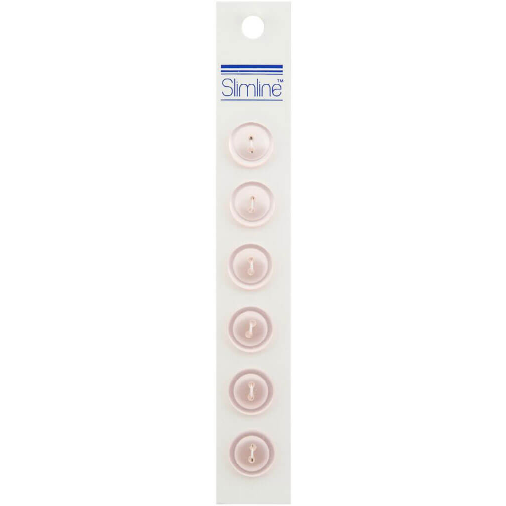 Slimline Buttons - Light Pink 2-Hole, 9/16in 6/Pkg