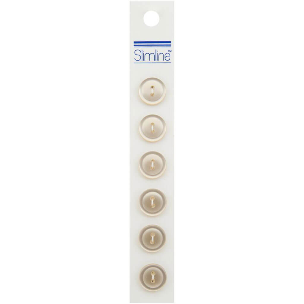 Slimline Buttons - Beige 2-Hole, 9/16in 6/Pkg