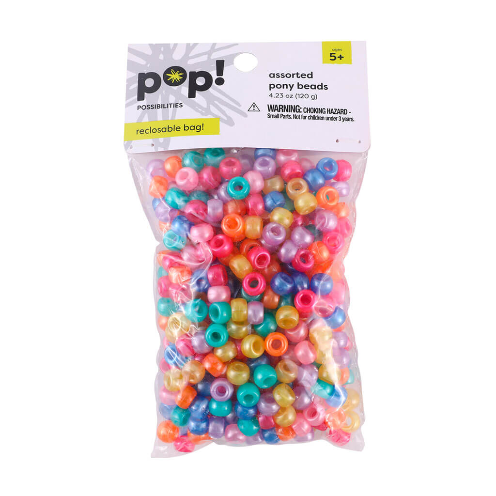 Pony Beads - Assorted Neon (6mmx9mm) 1000 pieces