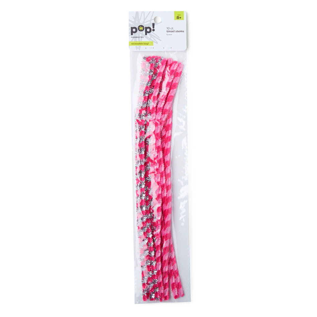 POP! Tinsel Chenille Swirl Stems 10pk Pinkpurp Swirl