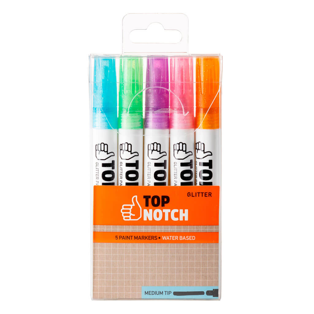 Pastel Medium Tip Water Based Glitter Paint Markers 5ct