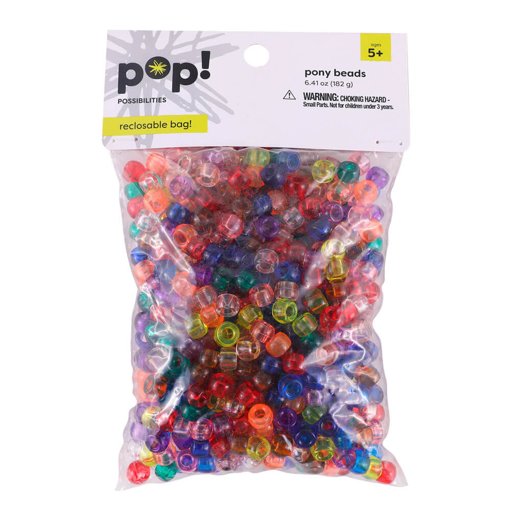 POP! 9mm Translucent Pony Beads 9mm Multi