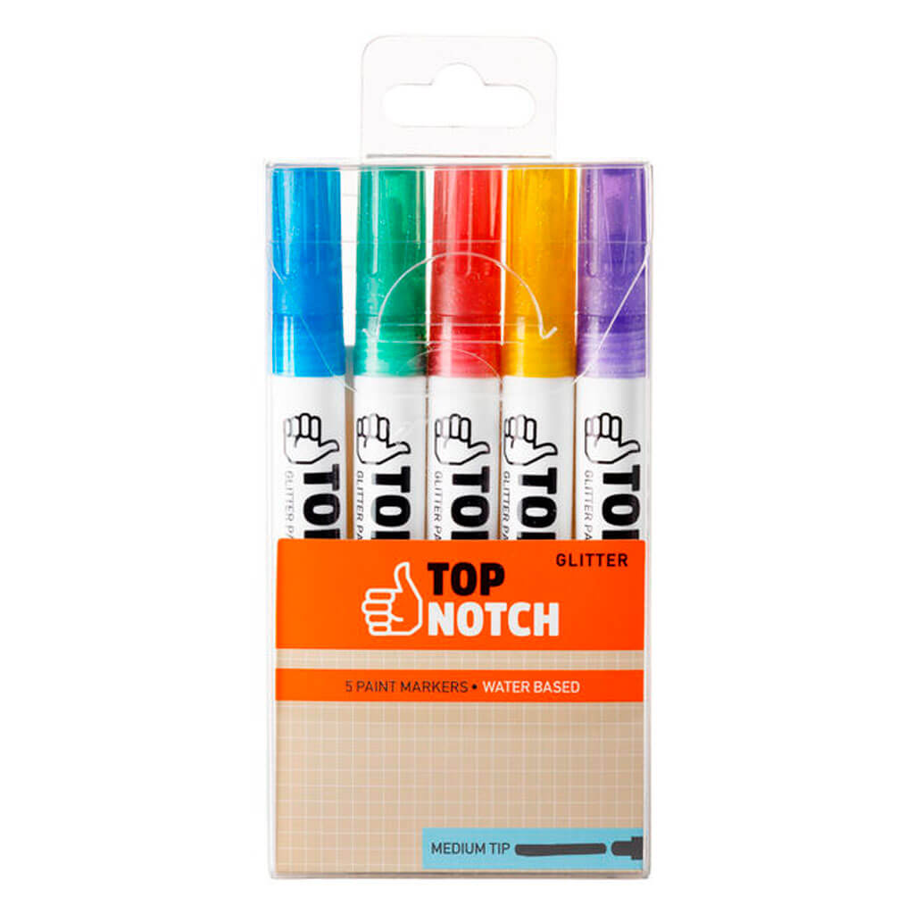 Medium Tip Water Based Glitter Paint Markers 5ct