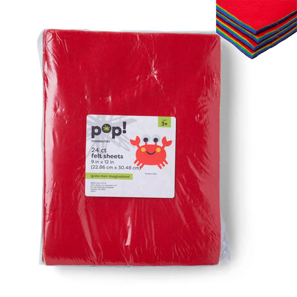 POP! Felt Sheets 24pk 9in x 12in Primary