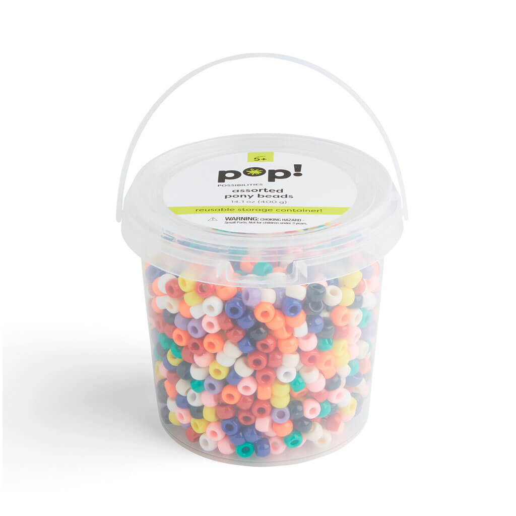 POP! Pony Beads Filled Bucket 9mm Multi