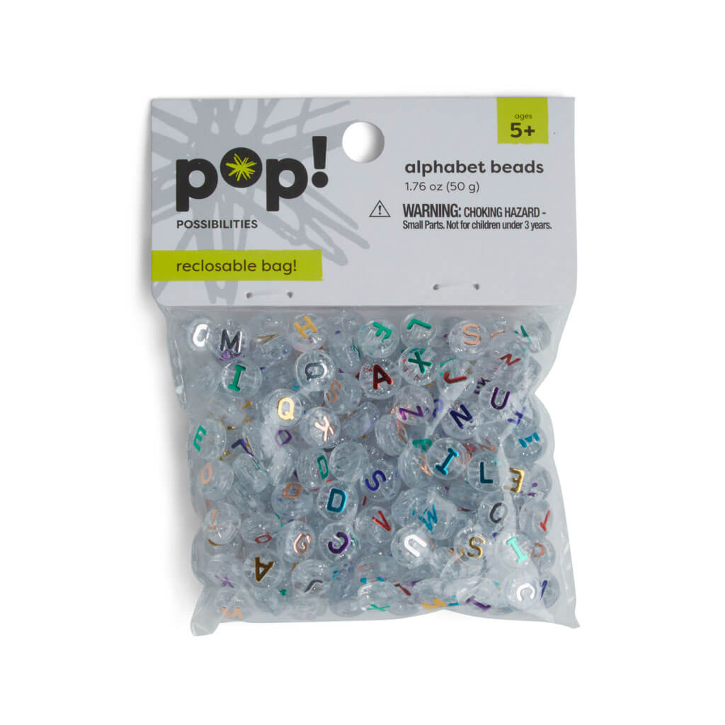 POP! Round Translucent Glitter Beads 10mm Alphabet