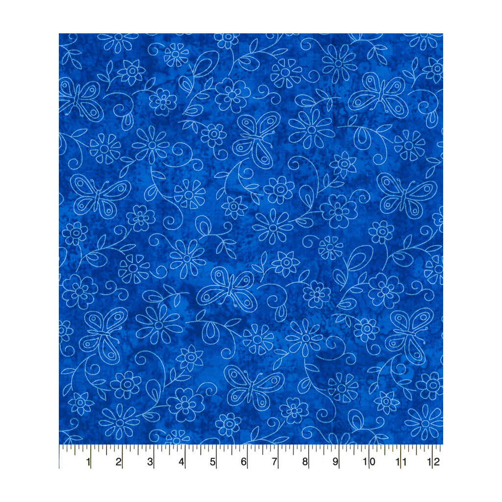 Fabric Traditions Flowers on Royal Cotton Fabric