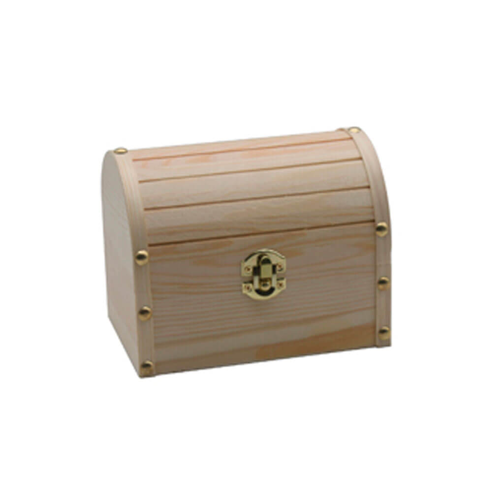 Ivory Wood Treasure Chest 6in