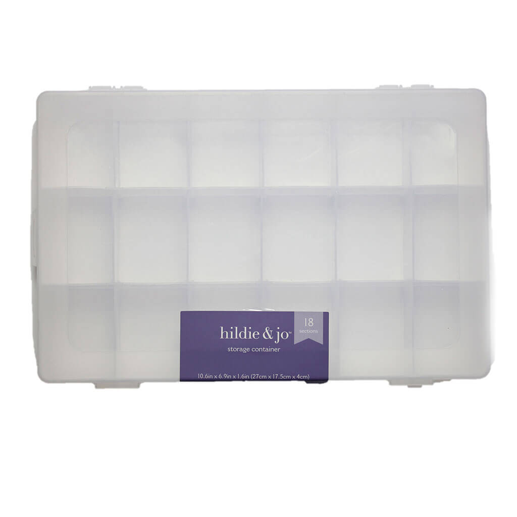 Clear Plastic Storage Container with 18 Compartments 11in