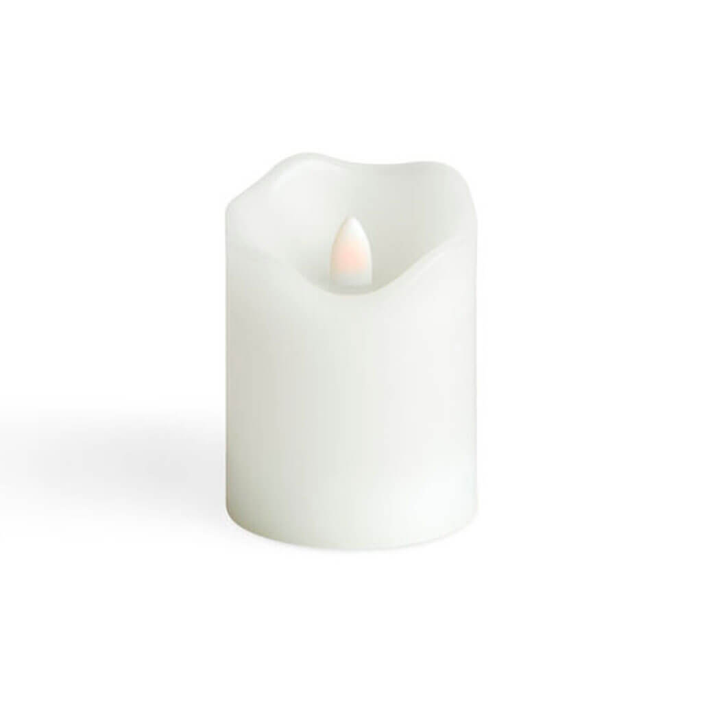 LED White Wave Edge Pillar Candle 3in x 4in