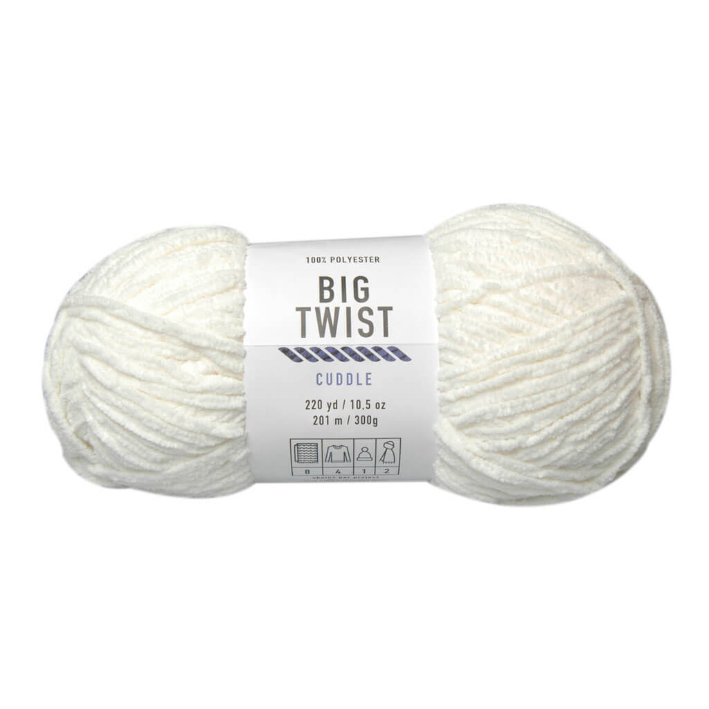 Super Bulky Polyester Cuddle Yarn 220yd 10.5oz Bright White